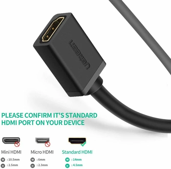 kabllo zgjatëse HDMI 1.4 UGREEN MPN 10142 2m, e zezë, polybag
