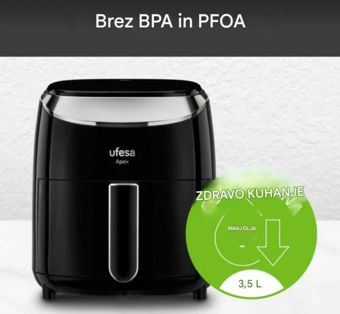 Fritezë me ajër të nxehtë digjitale UFESA Apex 3.5L 1500W, e zezë