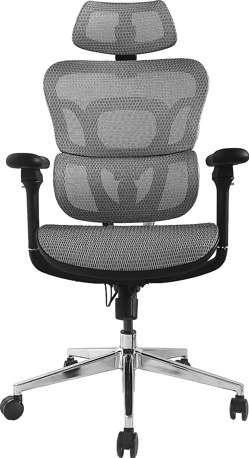 Karrige zyre ergonomike EQUIP, me mbështetëse koke, mbështetëse krahësh 3D, mesh, 150 kg, gri