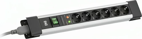 Zgjatues rryme Bachmann Connectus, 6 priza Schuko, kabllo 2m, me çelës, gri