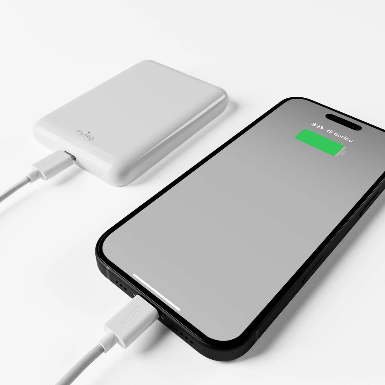 Power bank Puro Power Mag 5000mAh 20W PD USB-C, MagSafe, e bardhë