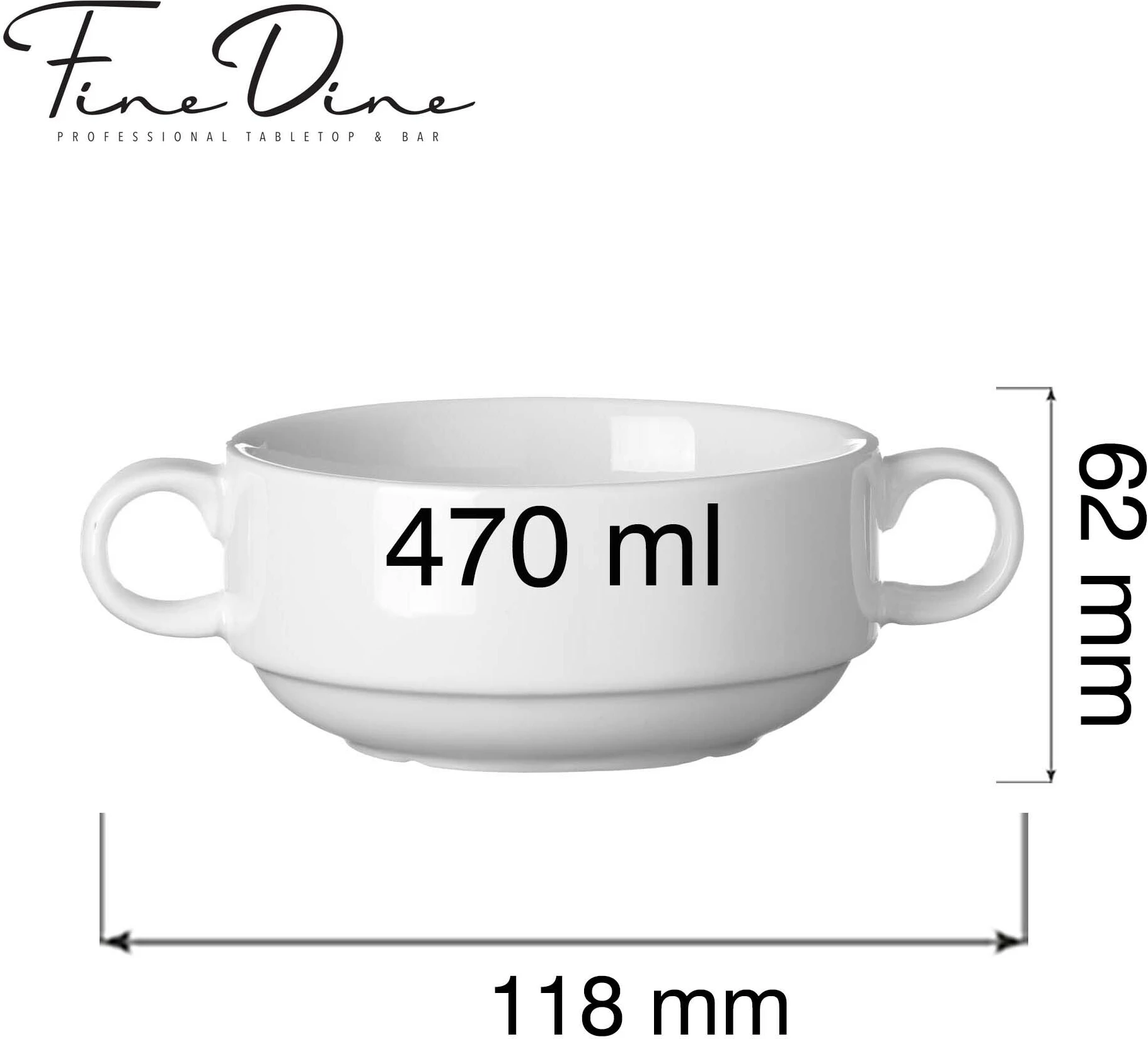 Tas supe me doreza Fine Dine Pure Crema 470 ml, krem, set 6 copë