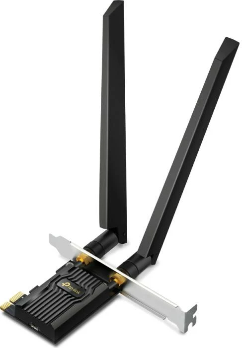 Adapter Wi‑Fi PCIe, TP-Link Archer TXE72E, me antena të jashtme, e zezë