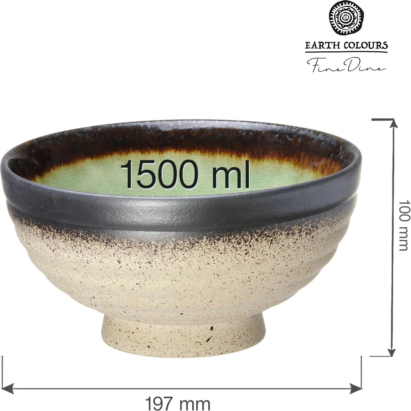 Tas asian Fine Dine Beryl 1.5L 197mm, i gjelbër, set 3 copë