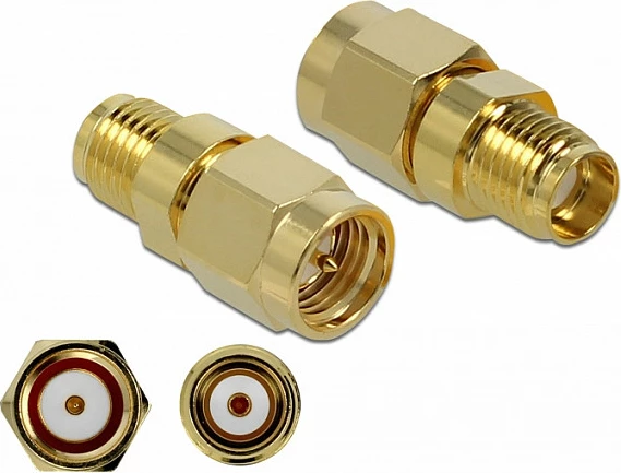 Adapter SMA DeLOCK 89972, 50 Ω, kontakte me veshje ari, Gold