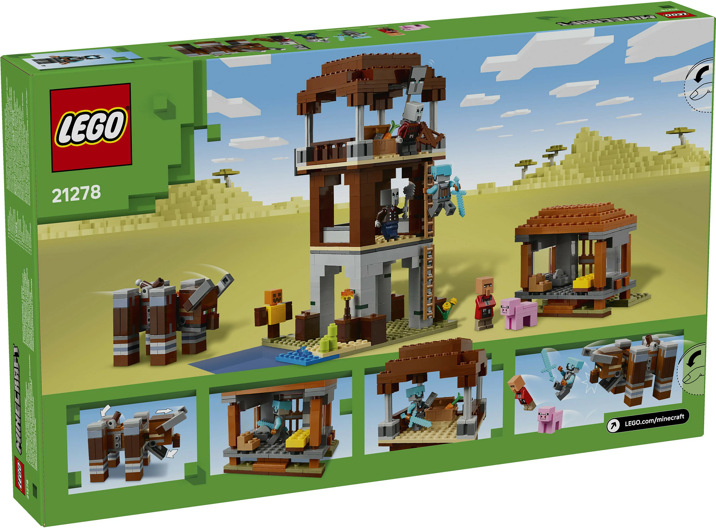 Set ndërtimi LEGO Minecraft The Pillager Outpost and Ravager 21278, 665 copë, shumëngjyrësh