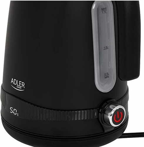 Çajnik elektrik ADLER AD1295b 1.7L me LCD, temperaturë të rregullueshme, 1850-2200W, i zi
