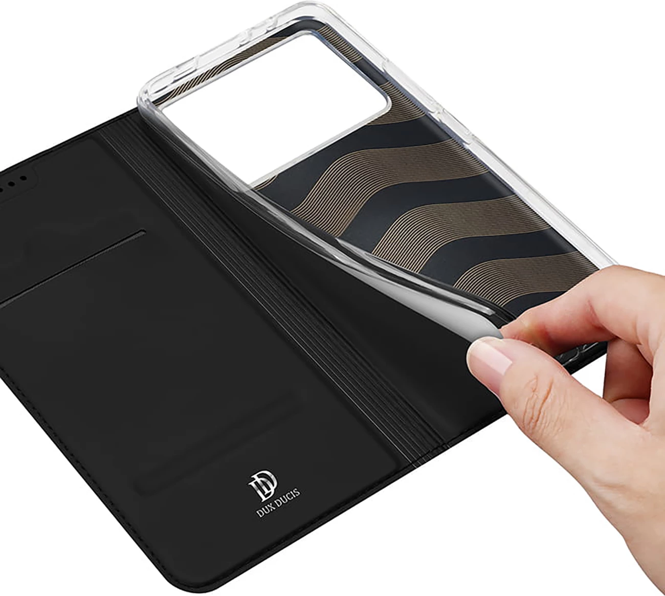 Mbështjellës Dux Ducis Skin Pro për Xiaomi Poco X6 Pro 5G/Redmi K70E, me kapak, xhep për kartela, e zezë