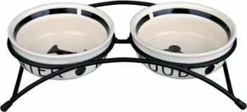 Set tasash qeramike për qen Trixie Eat on Feet 2x250 ml 13 cm bardhë/zi me stand