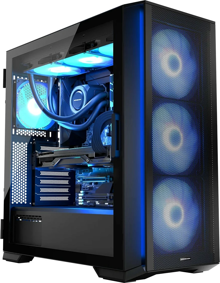 Kasë MODECOM Horizon ARGB Flow Midi, E-ATX, 4 ventilatorë ARGB, Xham i temperuar, e zezë