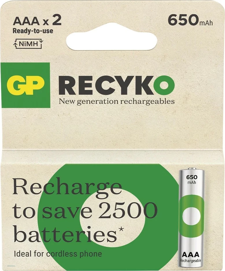Bateri të rikarikueshme GP ReCyko AAA 650mAh set 2 copë