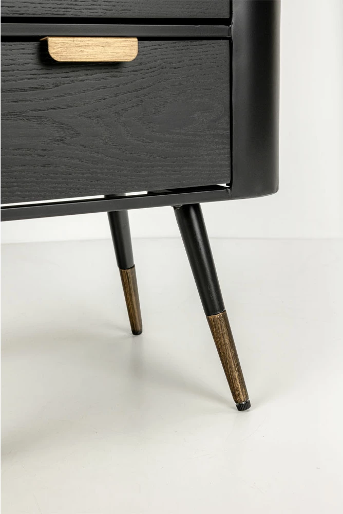 Komodinë Colombo, e zezë me të artë, 50x39x63