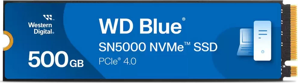 SSD NVMe Western Digital WD Blue SN5000 500GB PCIe 4.0 M.2 2280 Blu