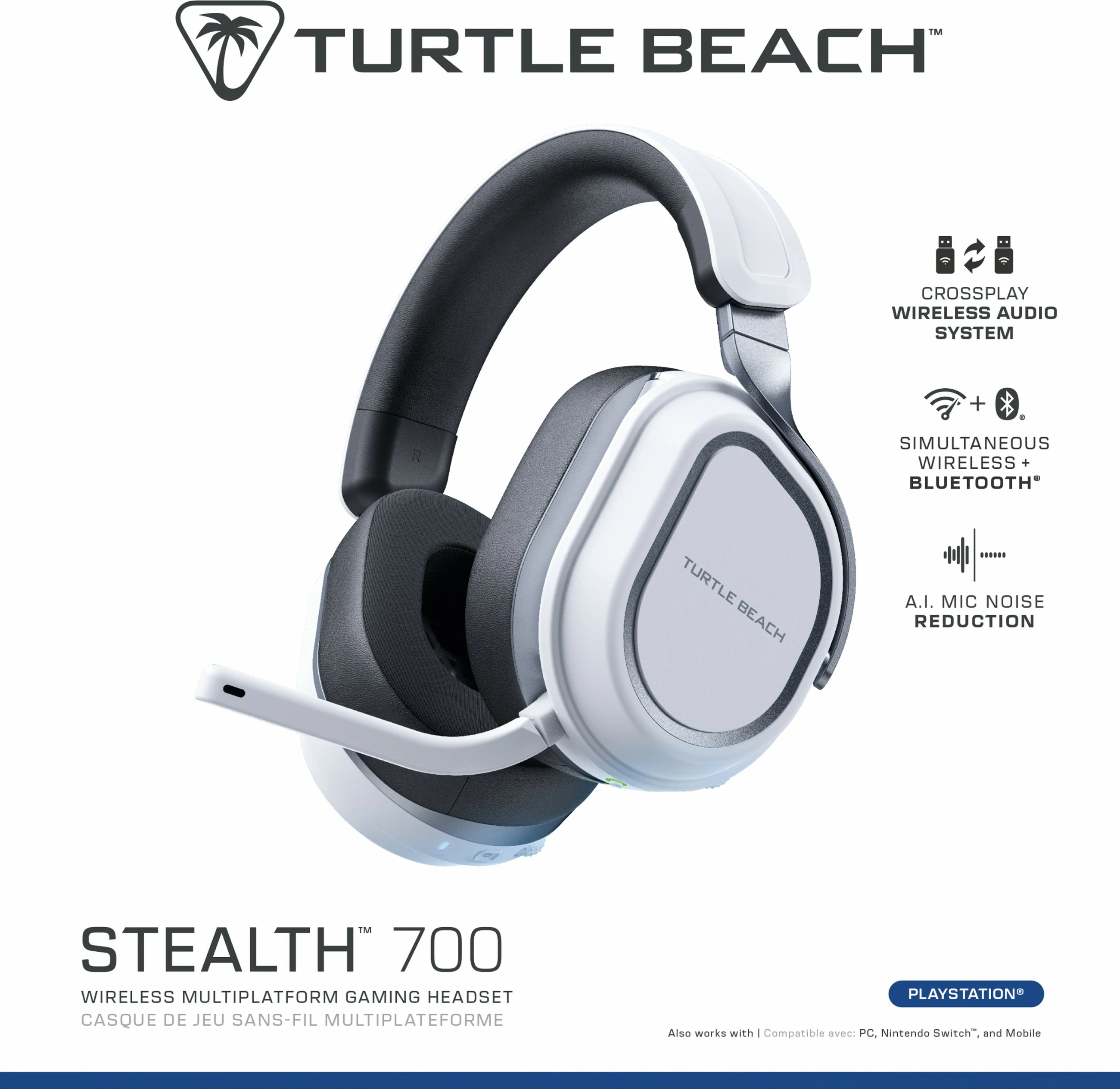 Kufje Turtle Beach Stealth 700 GEN 3 PlayStation, wireless, bardhë