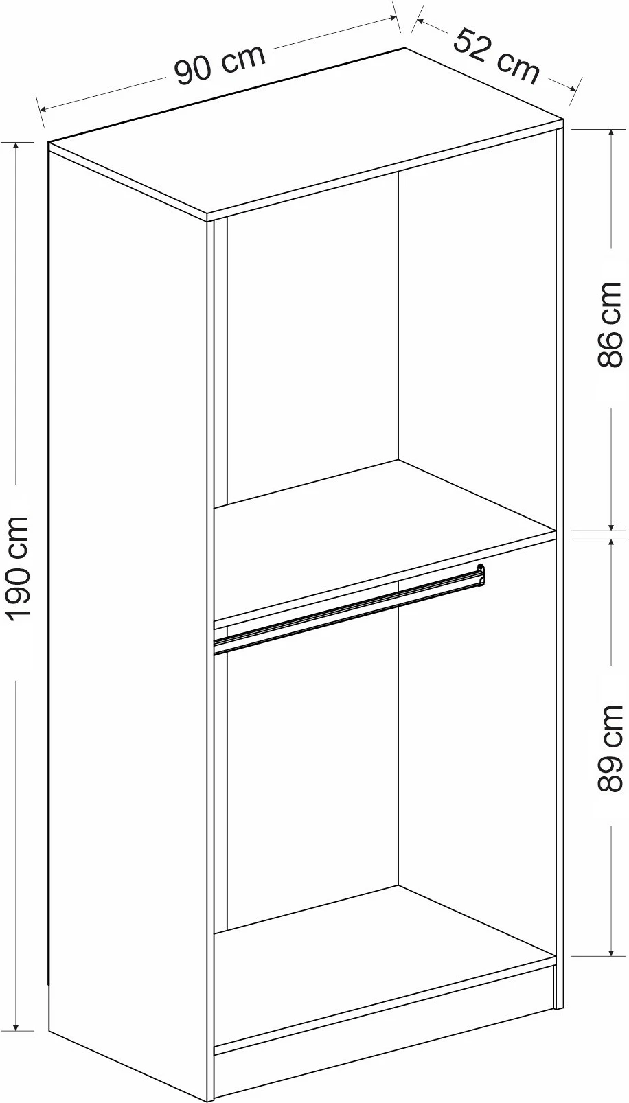 Dollap Hanah Home, xham Kale, anthracite, 190cm