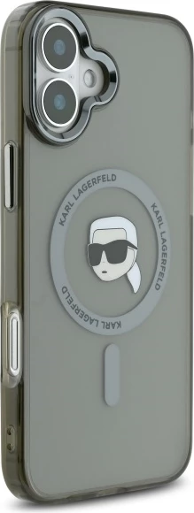 Mbështjellës Karl Lagerfeld IML Metal Karl Head MagSafe për iPhone 16, Zi