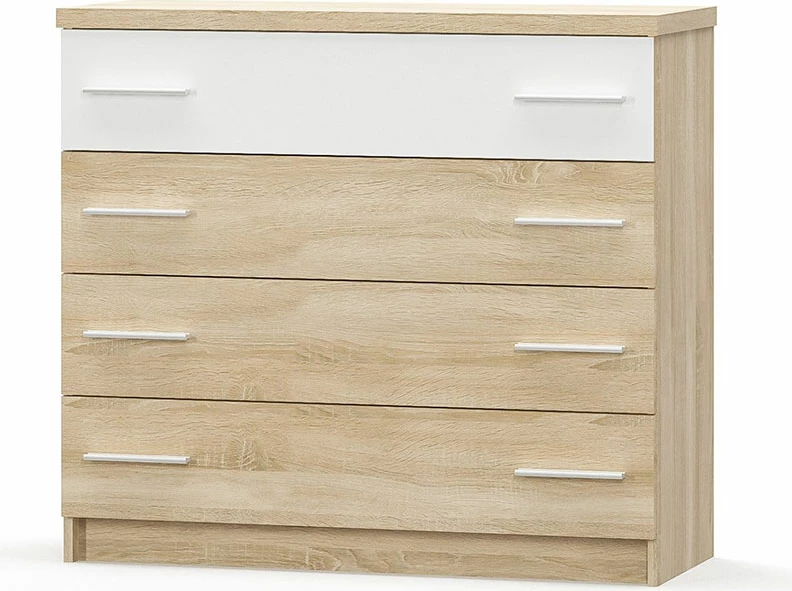 Komodë me 4 sirtarë Geneva ngjyrë natyrale-bardhë 103x40x92cm