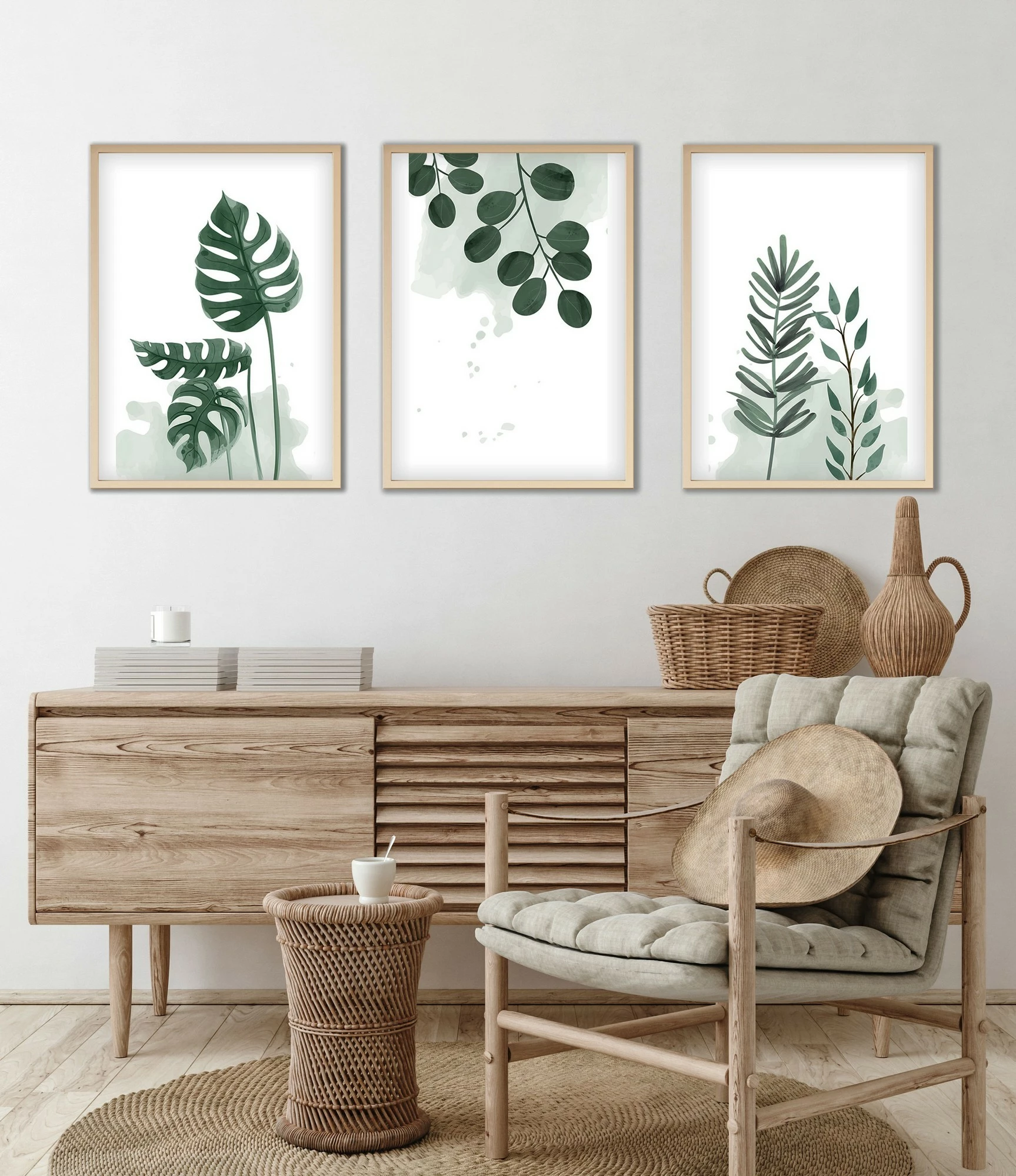 Pikturë dekorative me kornizë, 3 copë, MDF, Wallity, Huhu193, 70x50cm