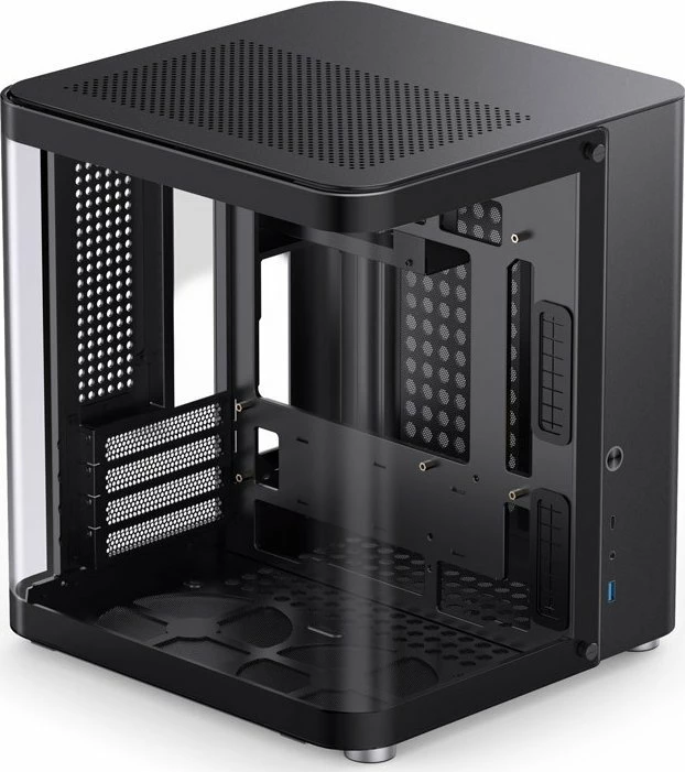 Kasë Jonsbo TK-1 2.0 mini tower Micro-ATX/Mini-ITX, tempered glass, USB-C, pa furnizim, e zezë