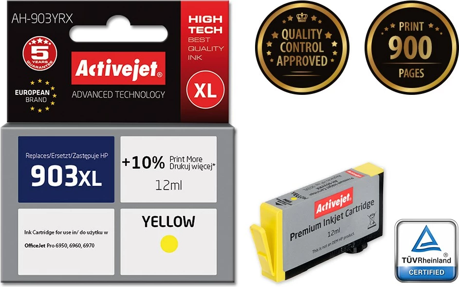 Ngjyrë zëvendësuese Activejet AH-903YRX për printer HP, e verdhë