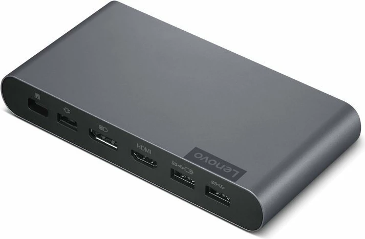Stacion dokimi USB-C Lenovo Universal Business Dock 40B30090EU, 90W (65W PD), Dual 4K, 1x HDMI, 1x DisplayPort, 3x USB-A, 2x USB-C, Gri Storm, set me adaptor 90W + kabllo USB-C 1m