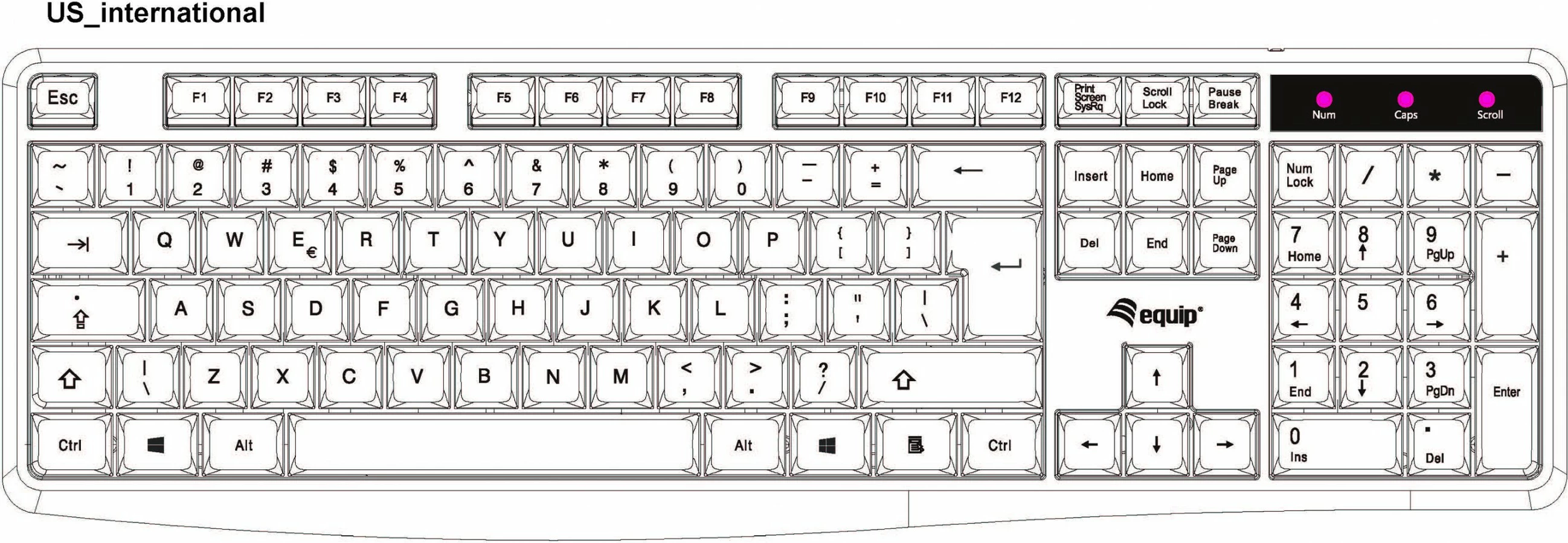 Tastierë EQUIP, USB, QWERTY, Full-size, e zezë