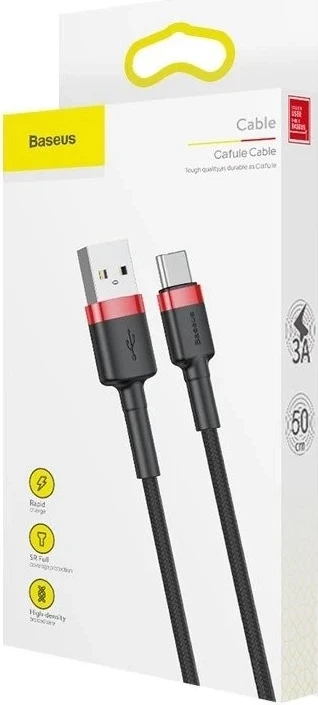 Kabllo Baseus Cafule USB-A/USB-C, 0.5m, e kuqe/ e zezë