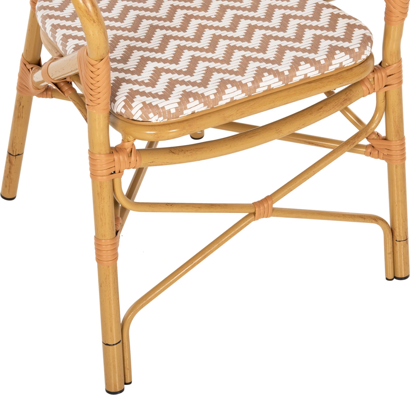 Karrige për jashtë, alumin pamje bambuje, tekstilene natyrale & e bardhë, FH5928.03, 55x58x95cm