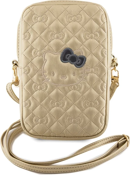 Çantë dore Hello Kitty Quilted Bows Strap, lëkurë artificiale, ari