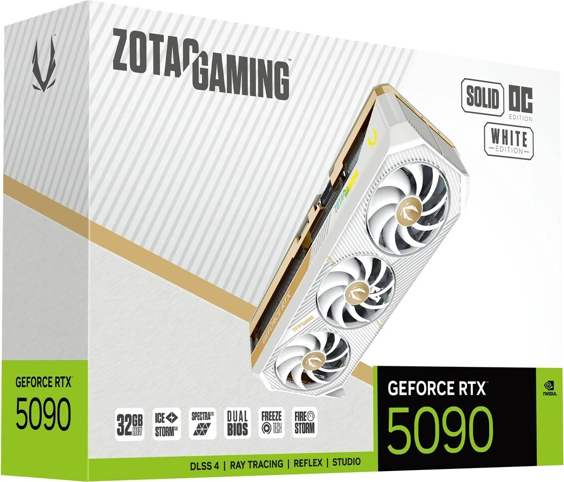 Kartelë grafike ZOTAC GAMING GeForce RTX 5090 SOLID OC, 32 GB GDDR7, e bardhë
