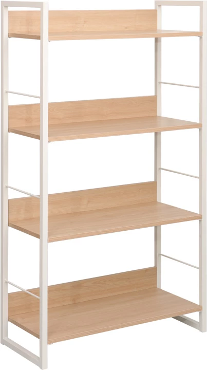 Raft librash Dorfie, ngjyrë natyrale me metal të bardhë, 70x30x124.5cm