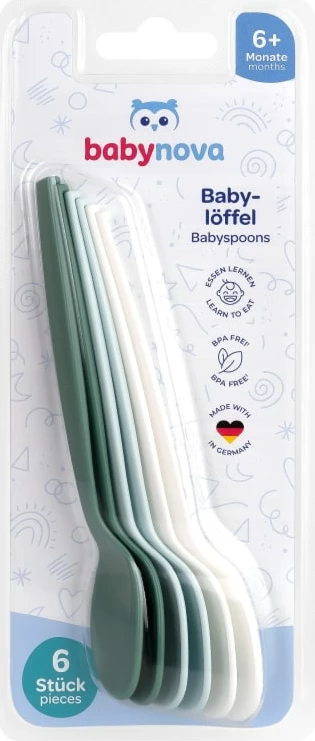 Lugë të vogla për bebe Babynova, 6 copë