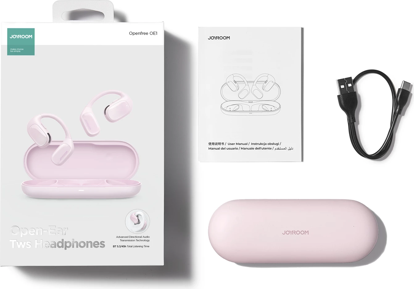 Kufje wireless Joyroom Openfree JR-OE1, TWS, Bluetooth 5.3, rozë