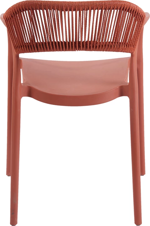 Karrige me krahë Ankara, e grumbullueshme, PP, ngjyrë terrakote, shpinë PE ratan, 54x55.5x77cm