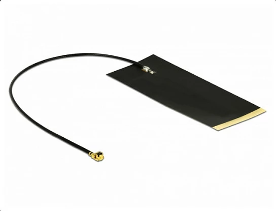 Antene LPWAN DeLOCK MHF I, -2.63 dBi, kabllo 15 cm, FPC interne ngjitëse, e zezë