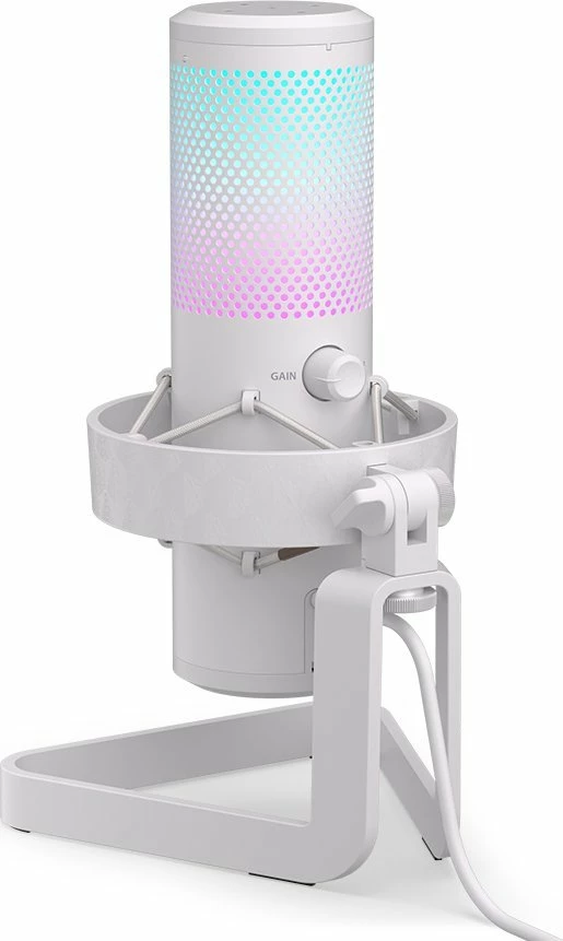 Mikrofon Endorfy AXIS Streaming Onyx White (EY1B007), USB-C/3.5 mm, ARGB, i bardhë