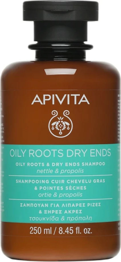Shampon për femra Apivita Oily Roots & Dry Ends Nettle & Propolis, 250ml