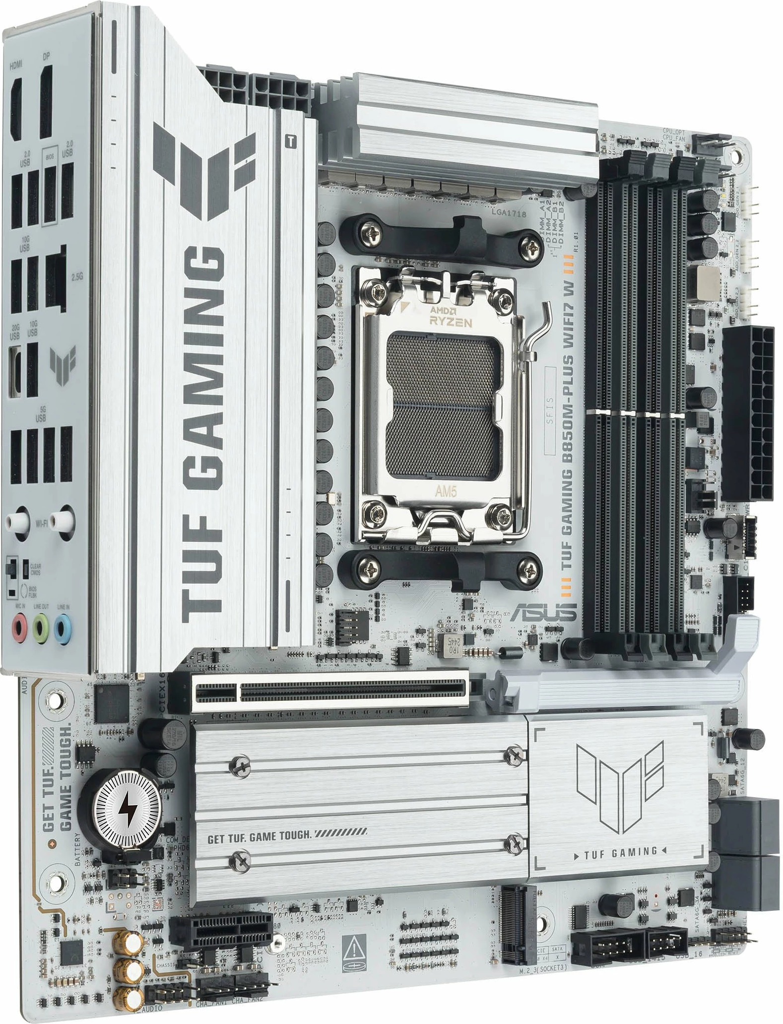 Pllakë amë Asus TUF Gaming B850M-PLUS WIFI7 W Micro ATX AM5 DDR5 256GB Wi‑Fi 7, e bardhë