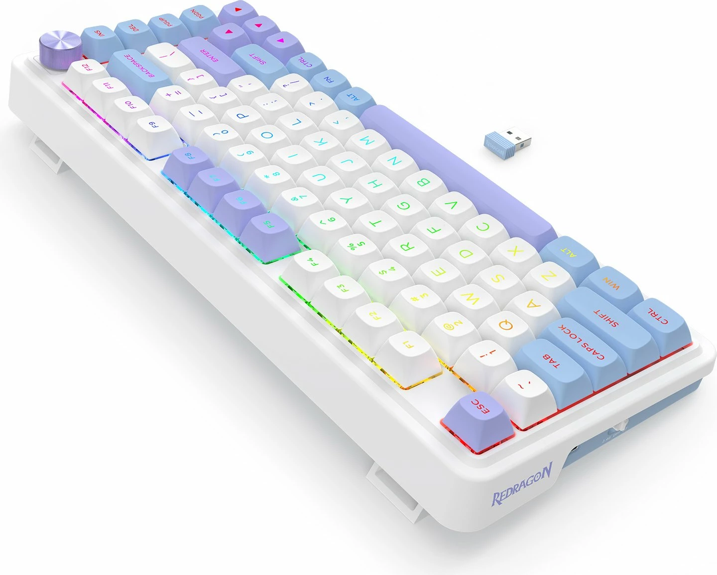 Tastierë mekanike gaming Redragon UCAL MAX K673WBP-RGB-MAX, 75% 82 tasta, RGB, tri-mode (USB-C/BT/2.4GHz), hot-swap, bateri 4000mAh, bardhë