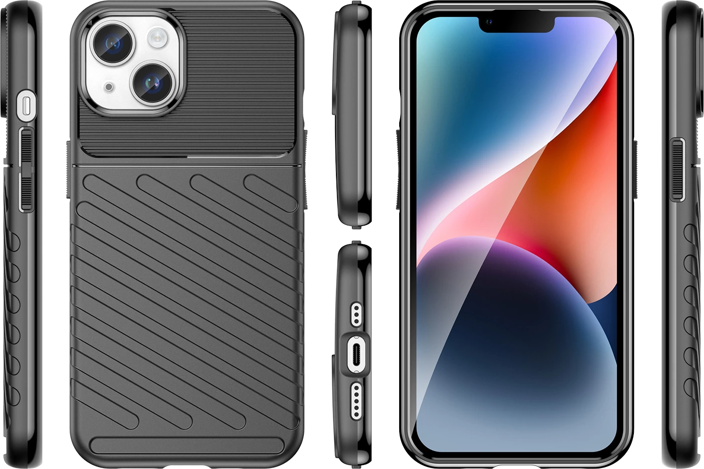 Mbështjellës Hurtel Thunder Case për iPhone 14, i zi