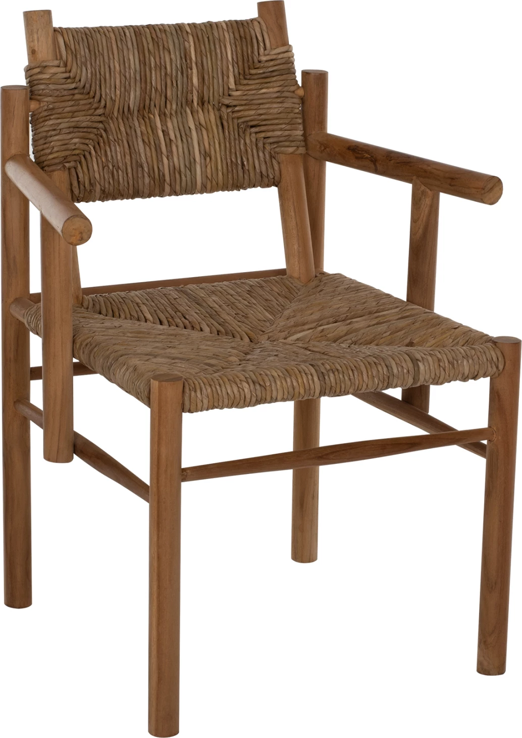 Karrige me krahë FH9378, dru TEAK & rush-matt, natyrale, 53x55x82 cm