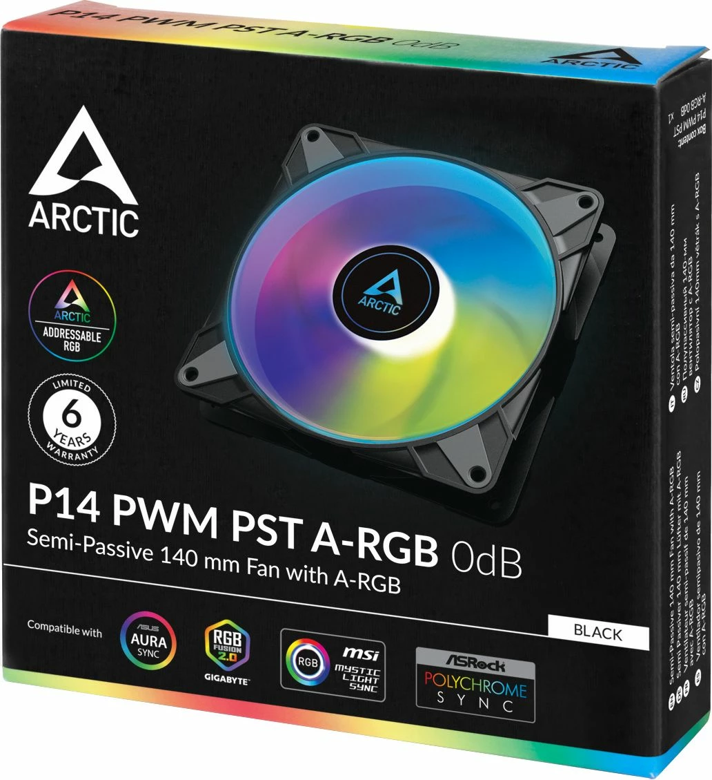 Ventilator për kasë Arctic P14 PWM PST A-RGB 0dB ACFAN00239A 140mm, zi/bardhë, 1 copë