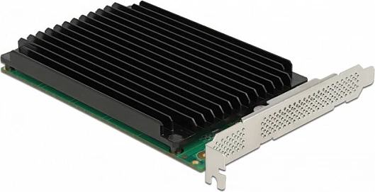 Kartë zgjerimi DeLOCK PCIe x16 në 4x M.2 NVMe, PCIe 4.0, me heatsink, e zezë