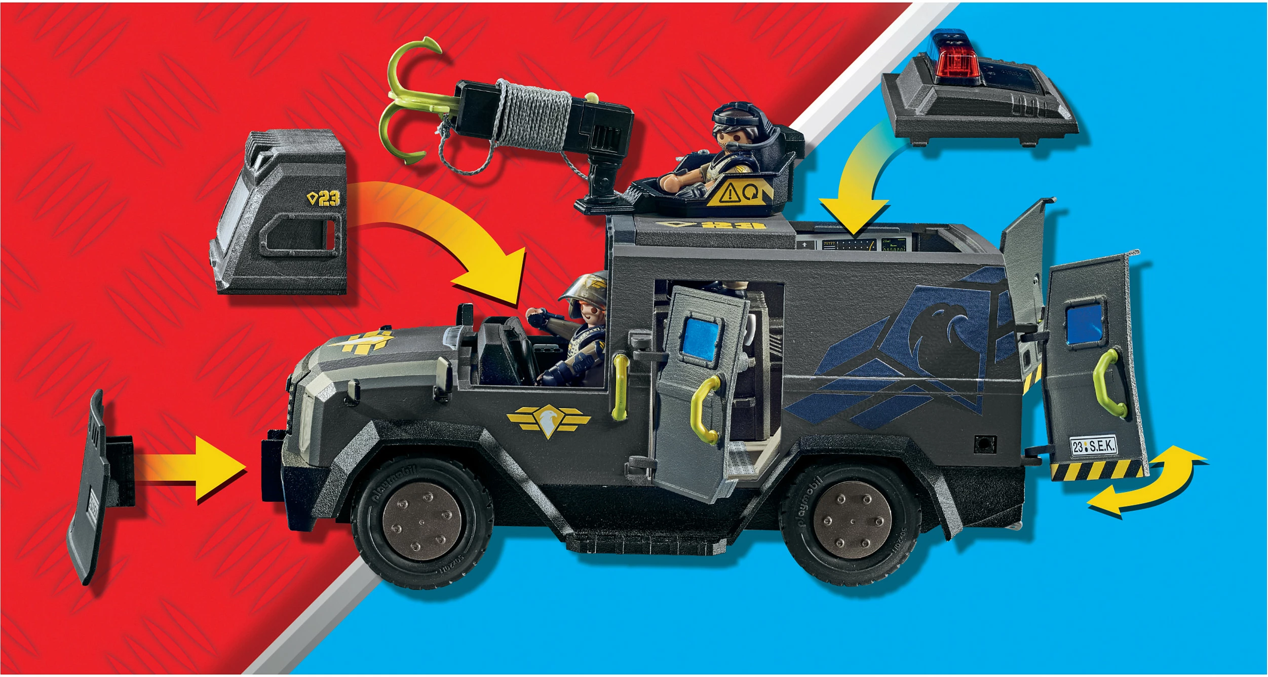 Set lodër Playmobil City Action SWAT 71144, automjet terreni, 37 pjesë, shumëngjyrësh