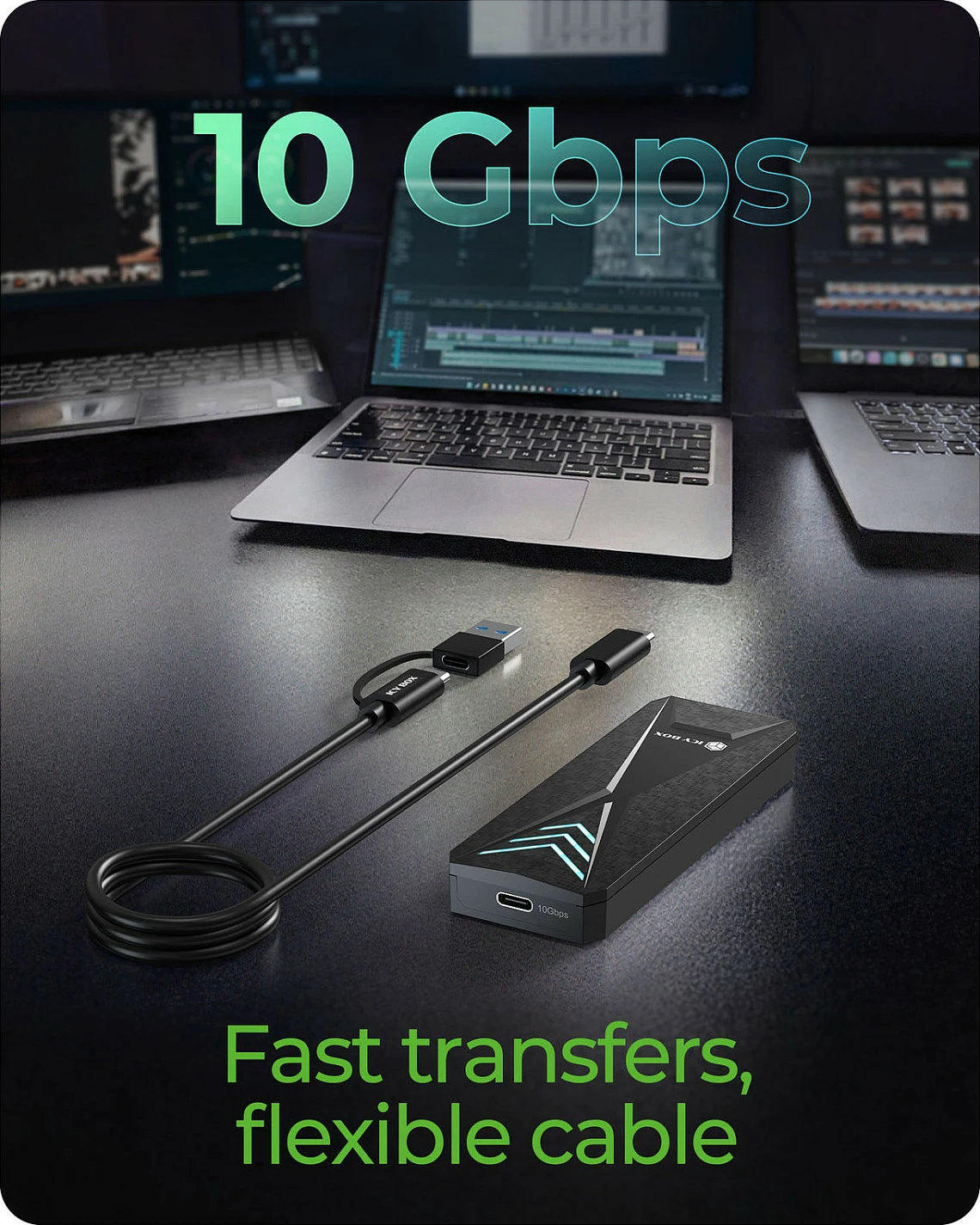 Kuti për SSD NVMe M.2 ICY BOX Spade Case 1805, USB-C 3.2 Gen 2 10Gbps, e zezë