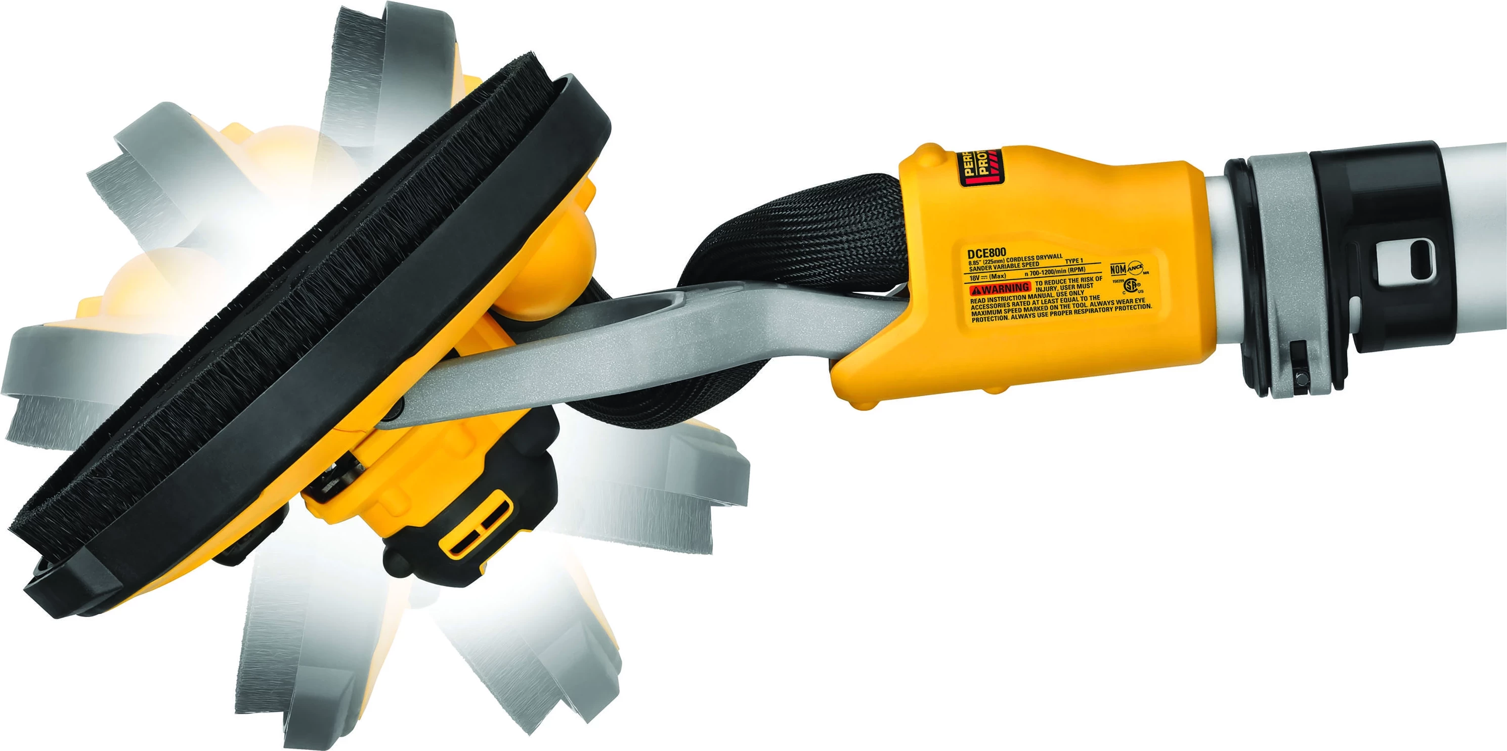 Lëmues muror rrotativ DeWalt DCE800N 18V, 225 mm, pa bateri, set me 3x letër zmerile 150G