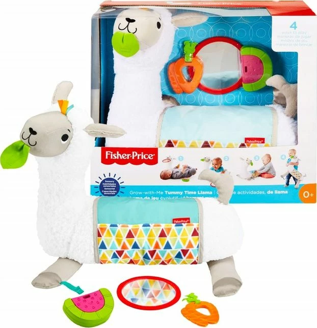 Lodër shqisore lama 3-në-1 Fisher-Price Grow-with-Me GHJ03, ngjyra e rastit, set me pasqyrë dhe lodra shtesë
