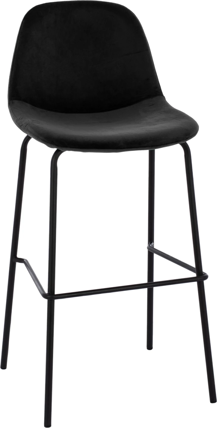 Karrige për bar VINCENT FH8579.14, kadife e zezë, kornizë metalike, 56.5x47x106 cm., set prej 4 copë