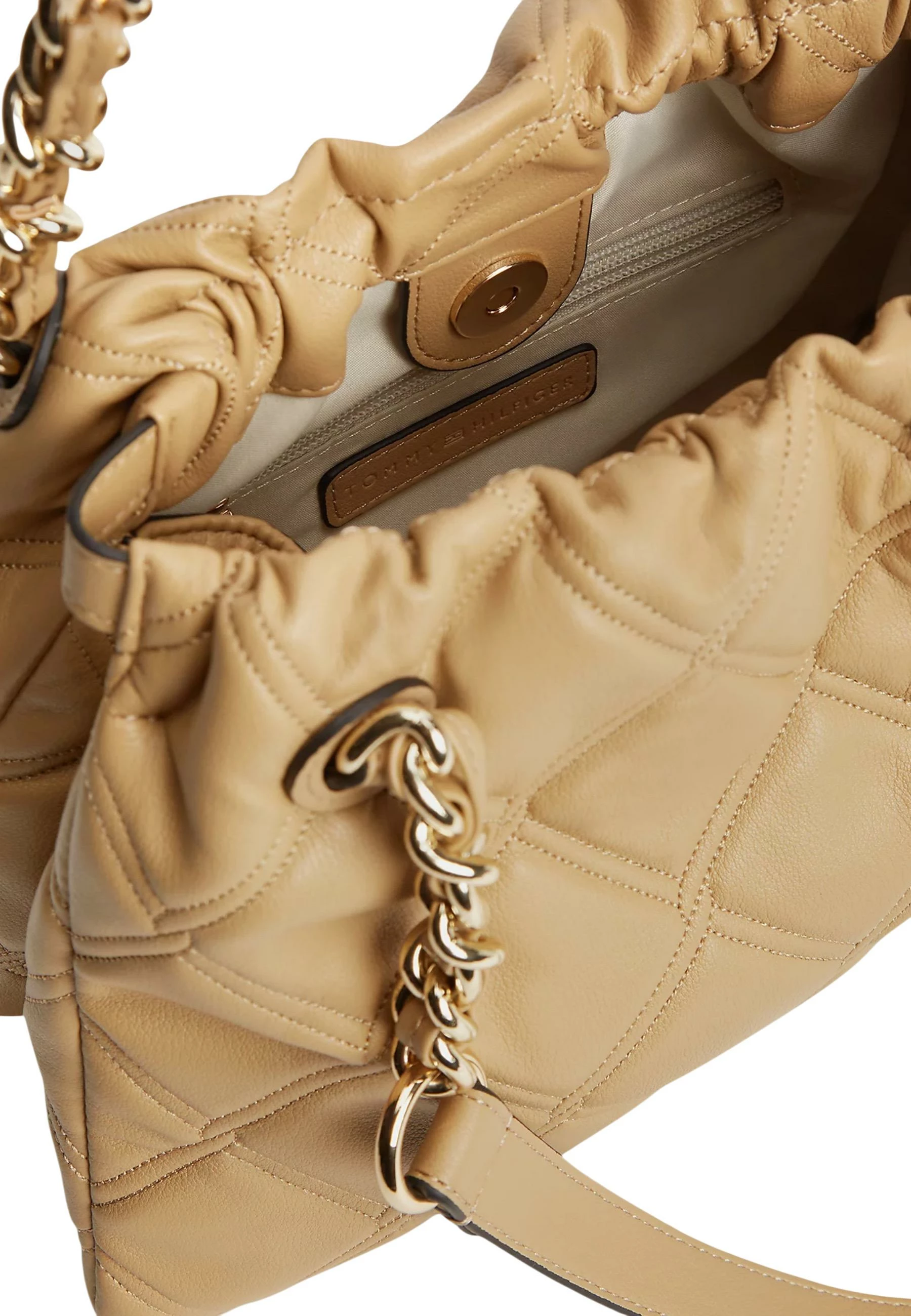 Çantë tote për femra Tommy Hilfiger TH Feminine Mini Tote AW0AW18716, ngjyrë baltë