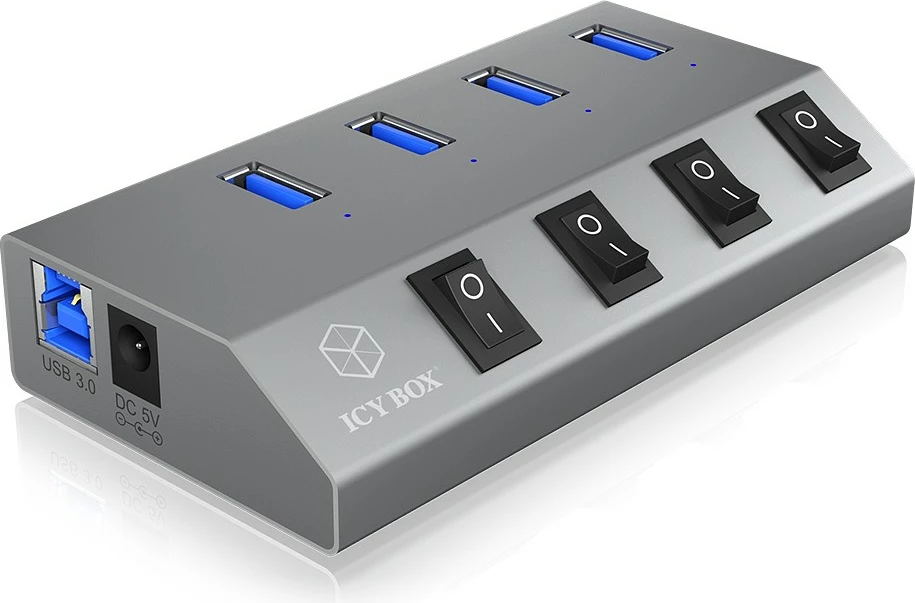 USB hub ICY BOX IB-HUB1405, 4 porta, USB 3.2 Gen 1, alumini, anthracite